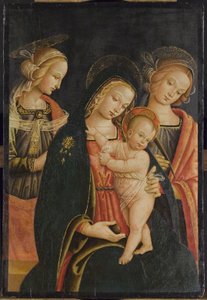 The Madonna and Child with Two Female Saints, c.1500 by Master of the Cortona Tondo